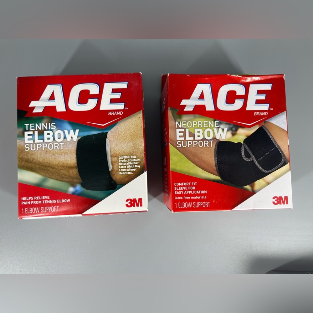 Ace Neoprene Elbow Support and Ace Tennis Elbow Support Level 2 - Both New